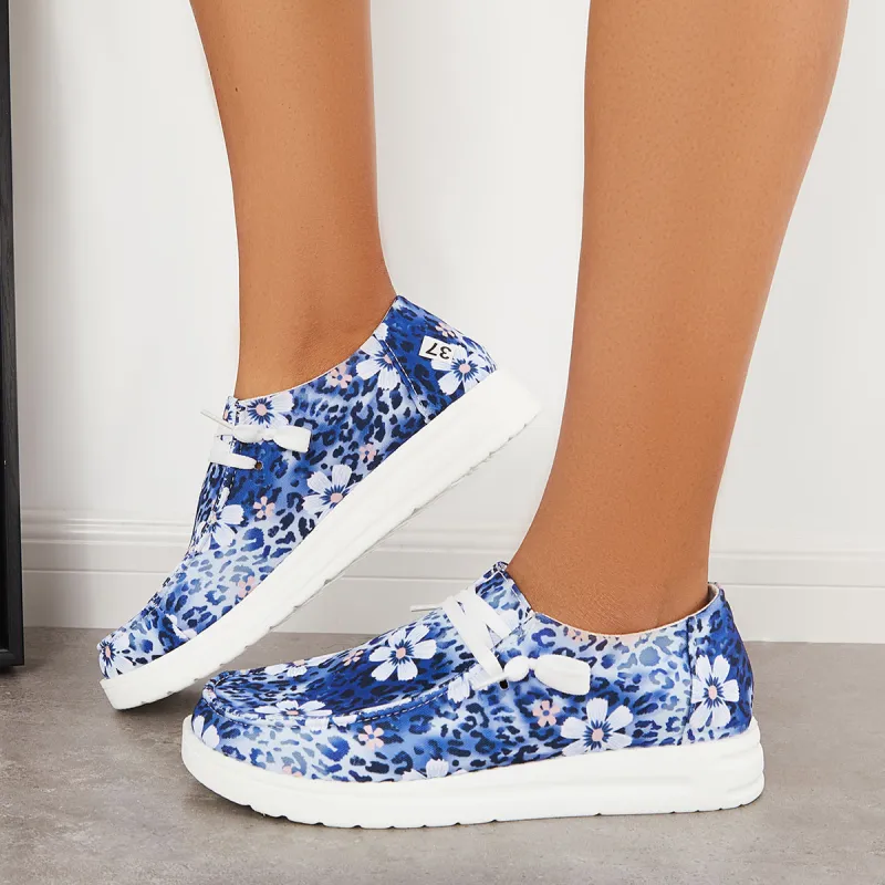 Floral Print Flat Loafers Slip on Lightweight Walking Shoes sold by Tinstree