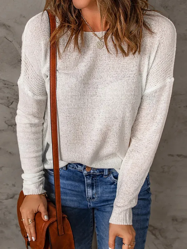 Women Lightweight Crewneck Shirts Pullover Tunic Tops Long Sleeve Solid Color Blouses sold by Tinstree