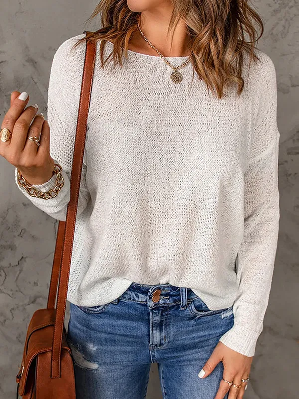 Women Lightweight Crewneck Shirts Pullover Tunic Tops Long Sleeve Solid Color Blouses sold by Tinstree product image thumbnail 2