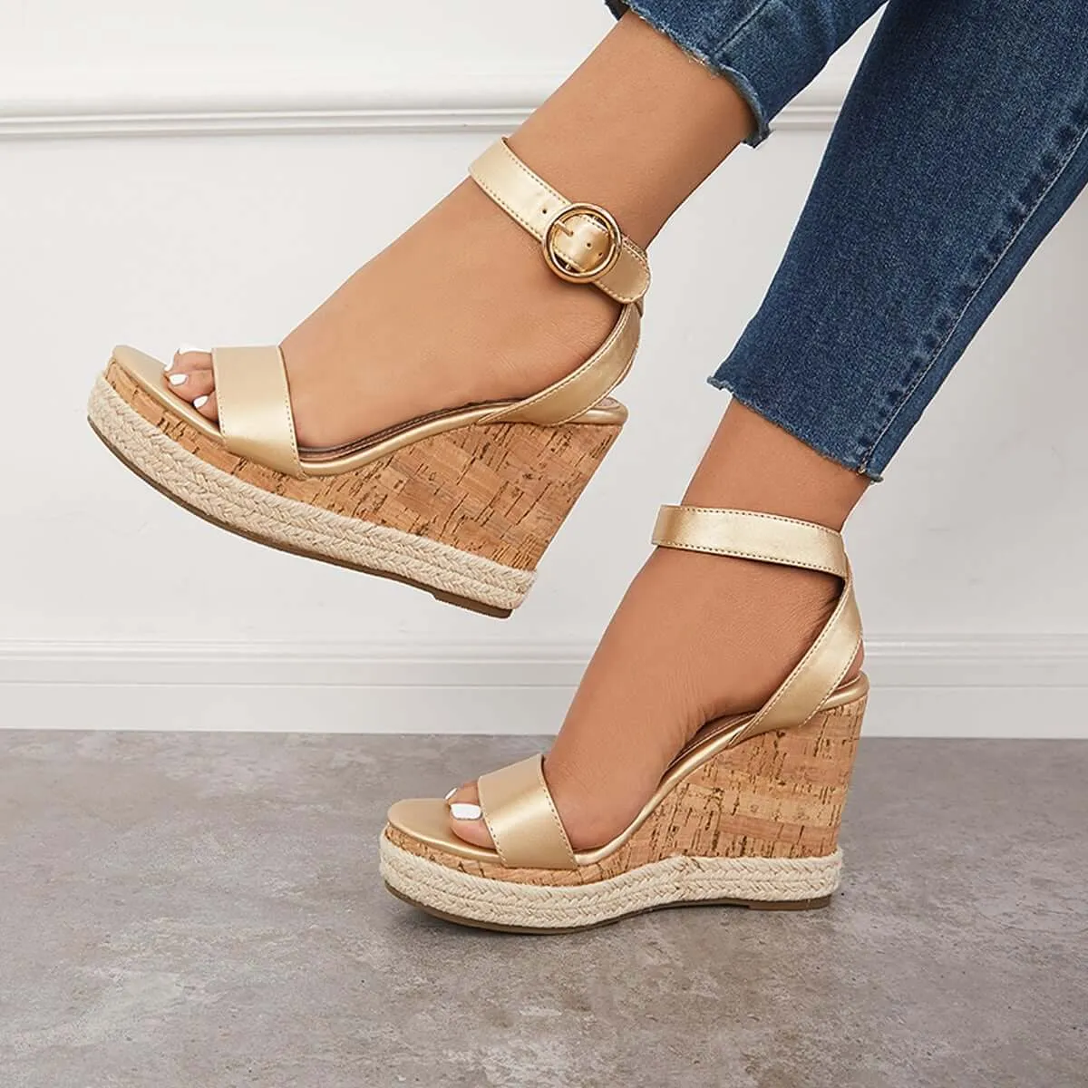 Open Toe Platform Cork Heels Wedge Ankle Strap Espadrille Sandals sold by Tinstree product image thumbnail 3