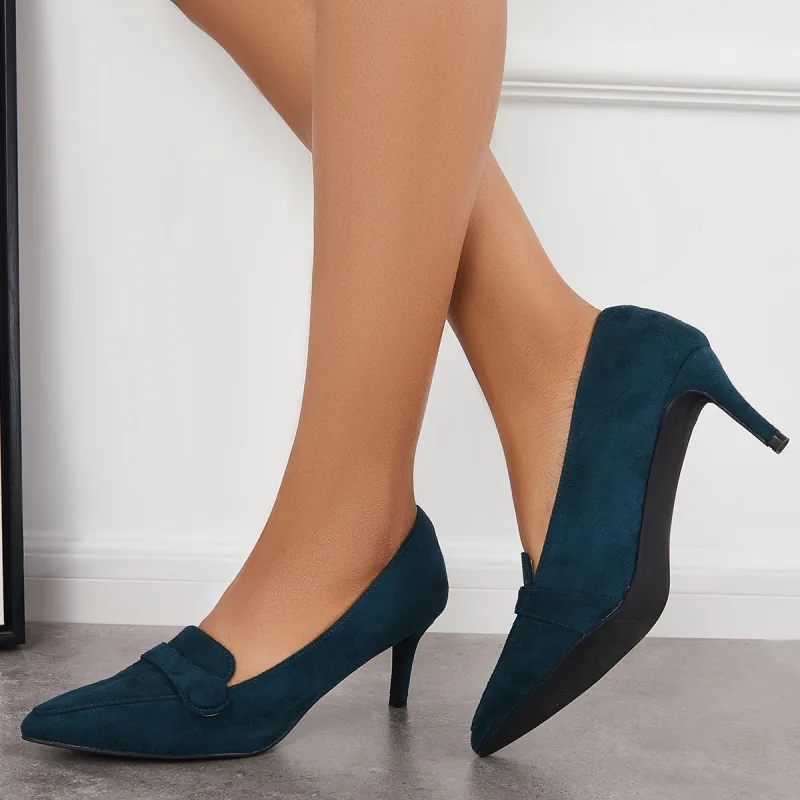 Pointed Toe Buckle Pumps Slip on High Heel Office Shoes sold by Tinstree