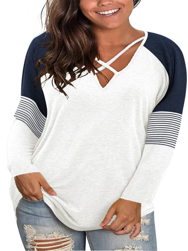 Womens Tops Casual V Neck Short Sleeve Criss Cross T-Shirt Summer Blouse sold by Tinstree