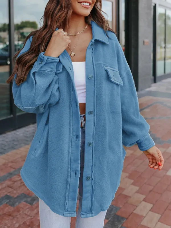 Women Oversized Long Sleeve Button Down Shirt Jacket Soft Casual Shacket Coats sold by Tinstree