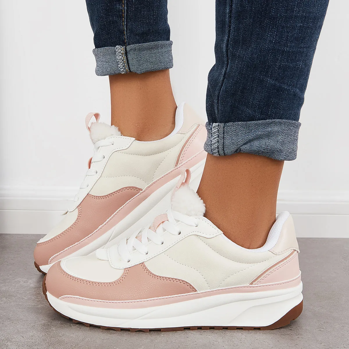 Colorblock Lace Up Platform Trainer Sneakers Running Shoes sold by Tinstree product image thumbnail 5