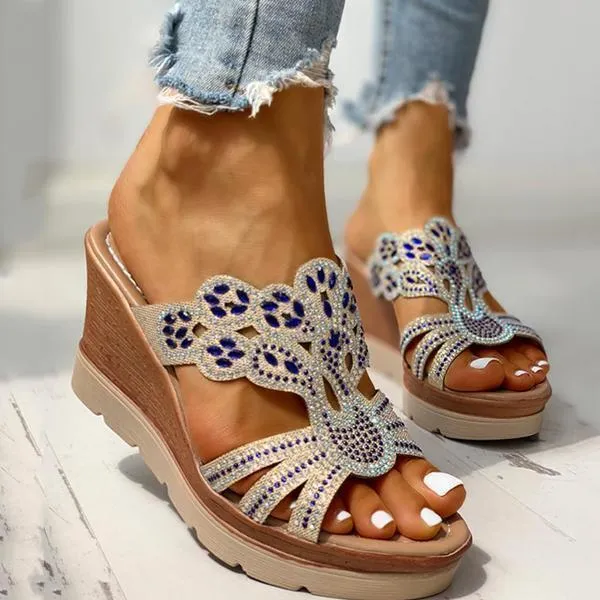Rhinestone Platform Wedges Backless Slip-on Sandals sold by Tinstree product image thumbnail 2