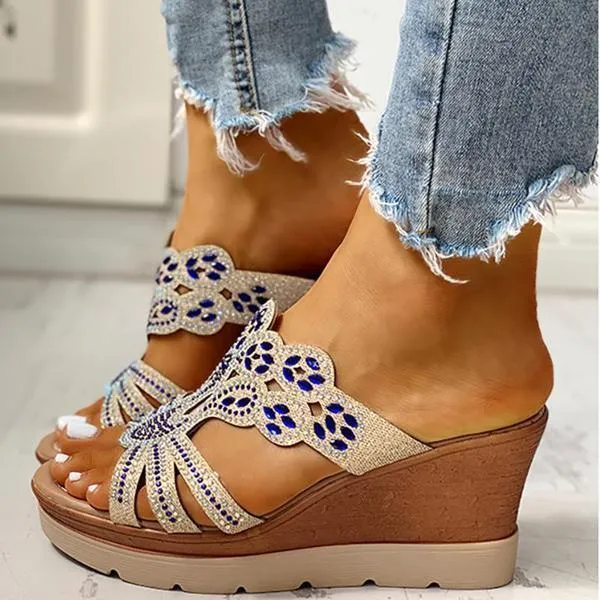 Rhinestone Platform Wedges Backless Slip-on Sandals sold by Tinstree product image thumbnail 3