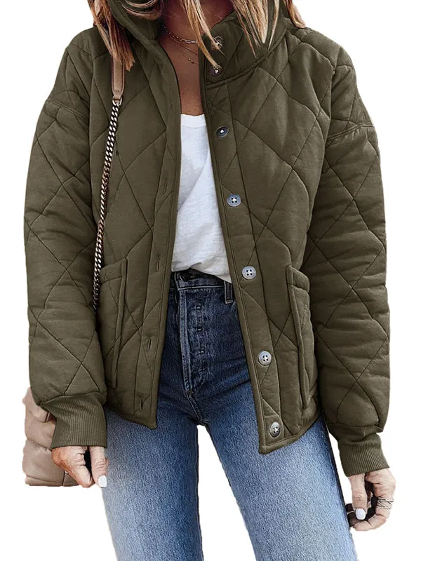 Women Winter Jackets Button Down Long Sleeve Stand Neck Lightweight Warm Coat sold by Tinstree product image thumbnail 4