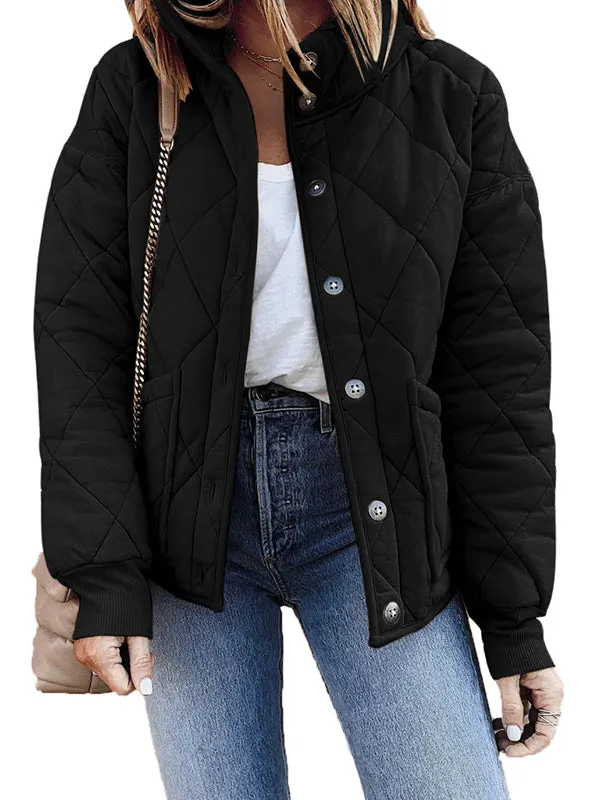 Women Winter Jackets Button Down Long Sleeve Stand Neck Lightweight Warm Coat sold by Tinstree product image thumbnail 2