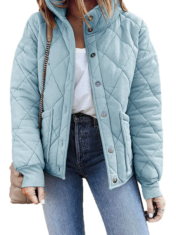 Women Winter Jackets Button Down Long Sleeve Stand Neck Lightweight Warm Coat sold by Tinstree product image thumbnail 5