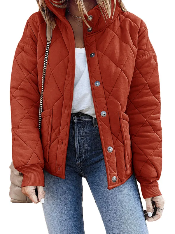 Women Winter Jackets Button Down Long Sleeve Stand Neck Lightweight Warm Coat sold by Tinstree product image thumbnail 3