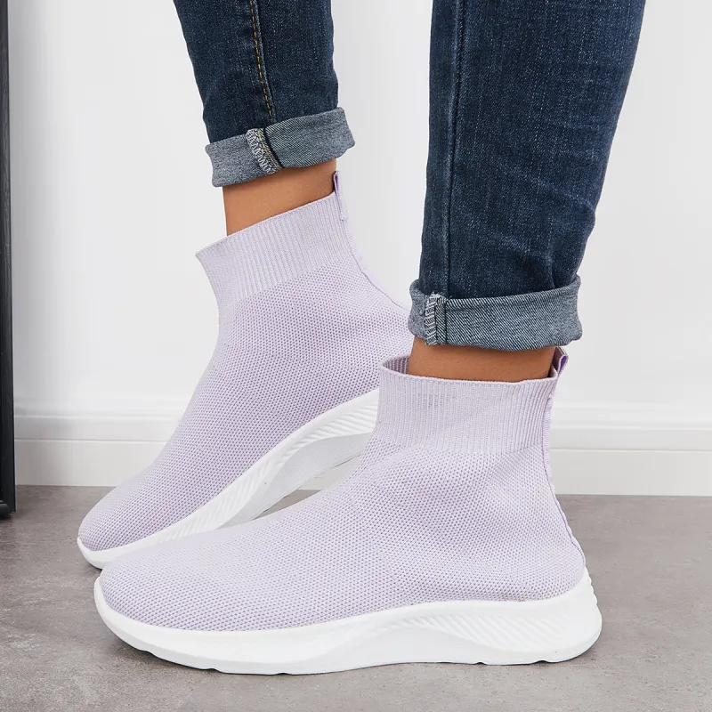 Mesh Knit High Top Sock Sneakers Lightweight Walking Shoes sold by Tinstree
