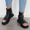 Black High Top Platform Heel Sandals Slingback Ankle Boots sold by Tinstree