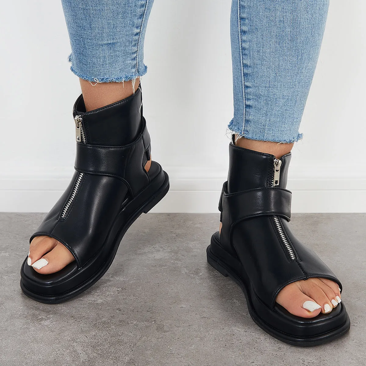 Black High Top Platform Heel Sandals Slingback Ankle Boots sold by Tinstree product image thumbnail 4