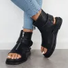 Black High Top Platform Heel Sandals Slingback Ankle Boots sold by Tinstree