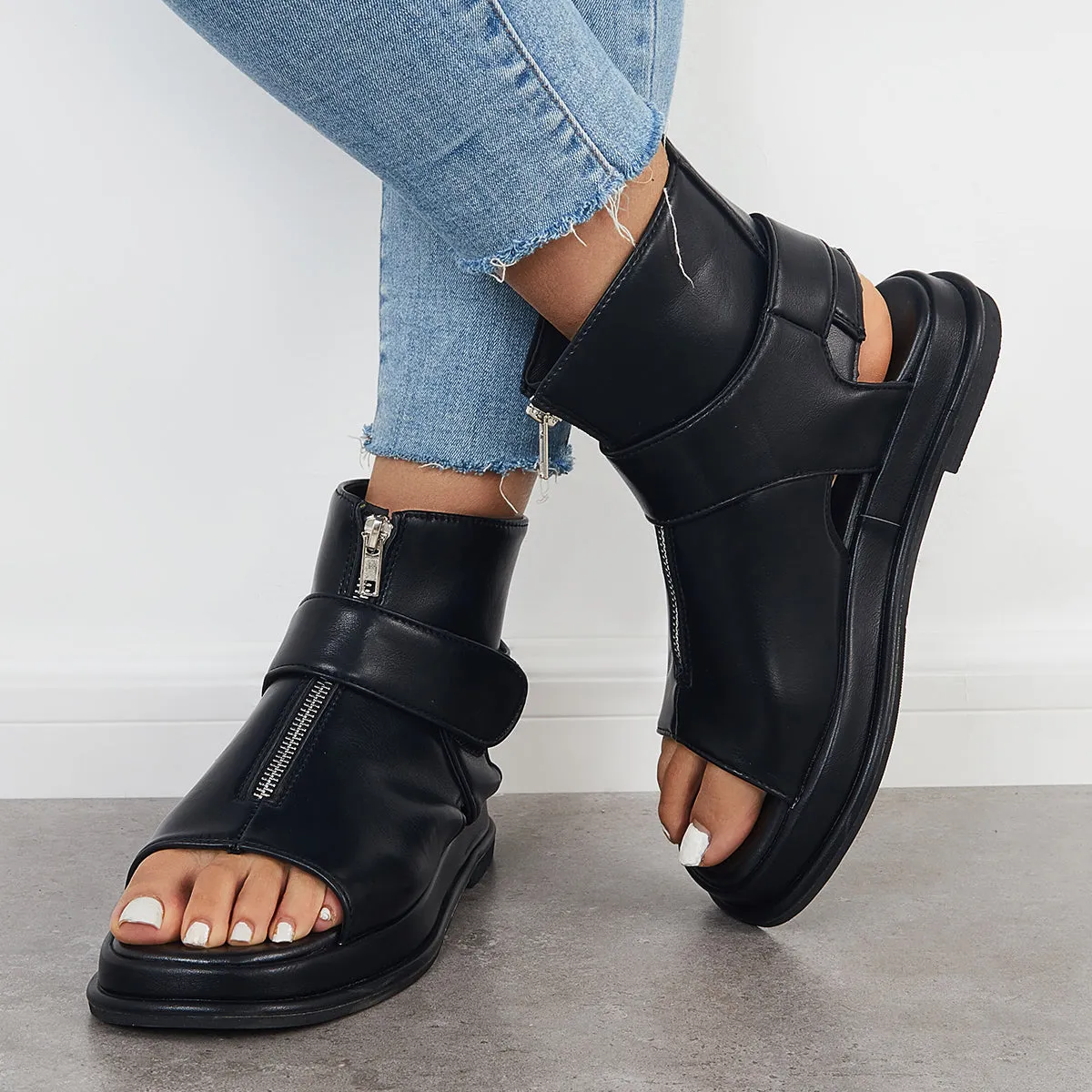 Black High Top Platform Heel Sandals Slingback Ankle Boots sold by Tinstree product image thumbnail 2