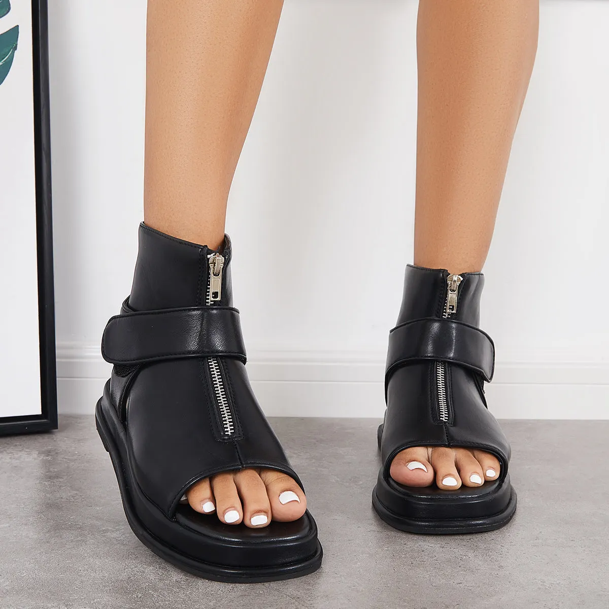 Black High Top Platform Heel Sandals Slingback Ankle Boots sold by Tinstree product image thumbnail 3