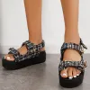 Velcro Open Toe Ankle Strap Platform Wedge Sandals sold by Tinstree