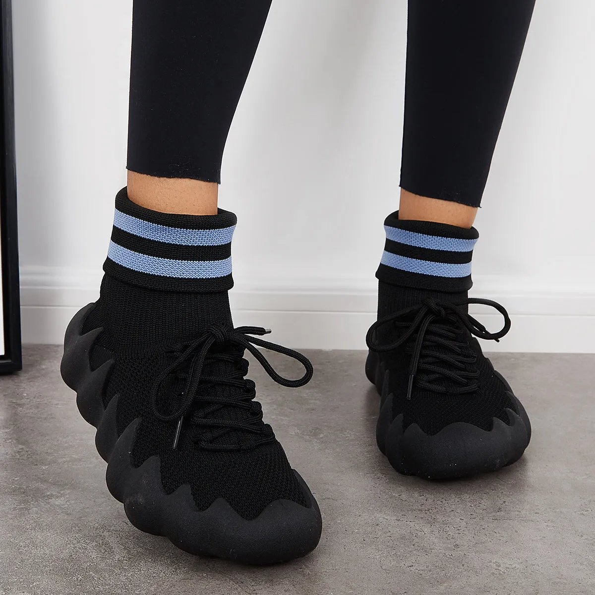 Breathable Knitted High Top Sock Sneakers Slip on Running Shoes sold by Tinstree product image thumbnail 3