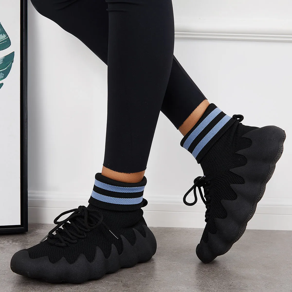 Breathable Knitted High Top Sock Sneakers Slip on Running Shoes sold by Tinstree product image thumbnail 2