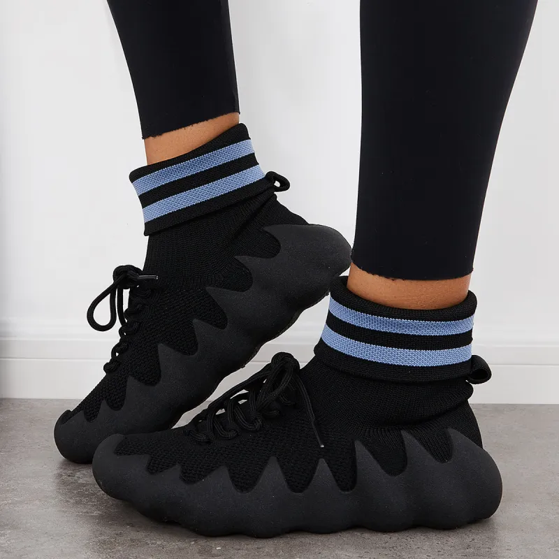 Breathable Knitted High Top Sock Sneakers Slip on Running Shoes sold by Tinstree