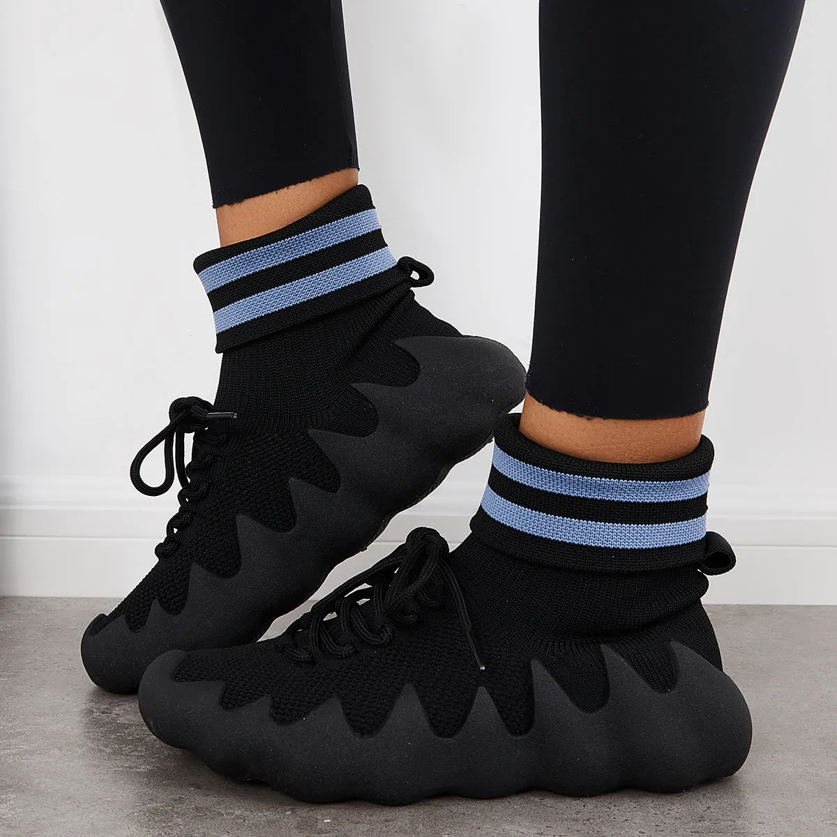 Breathable Knitted High Top Sock Sneakers Slip on Running Shoes sold by Tinstree