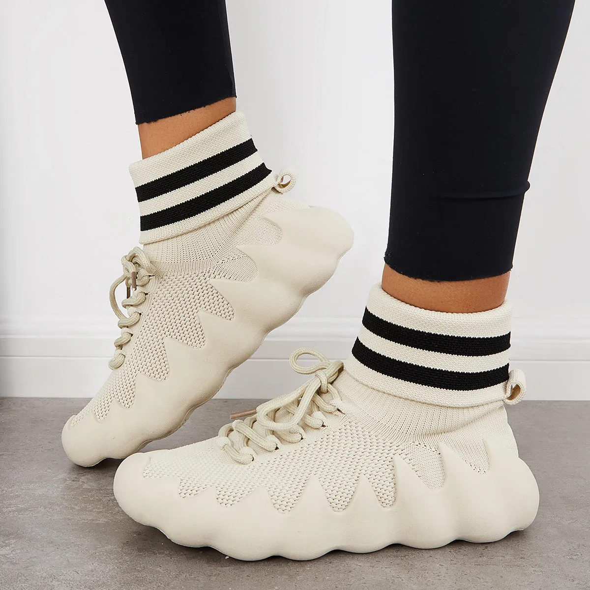 Breathable Knitted High Top Sock Sneakers Slip on Running Shoes sold by Tinstree product image thumbnail 5