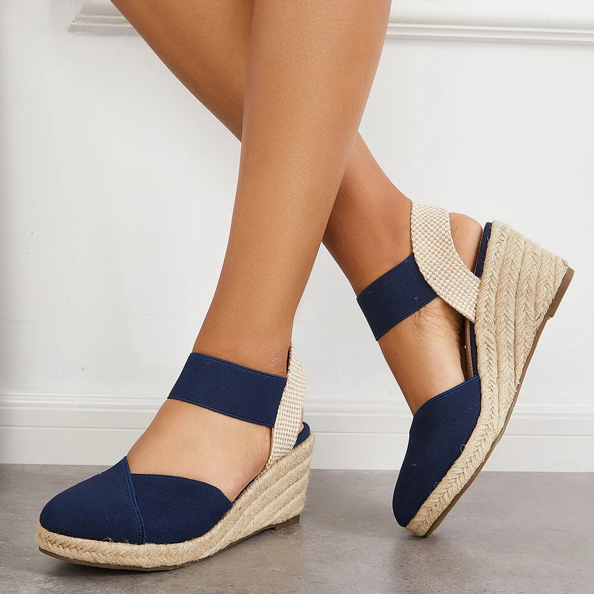 Elastic Ankle Strap Sandals Platform Espadrille Wedges sold by Tinstree product image thumbnail 3