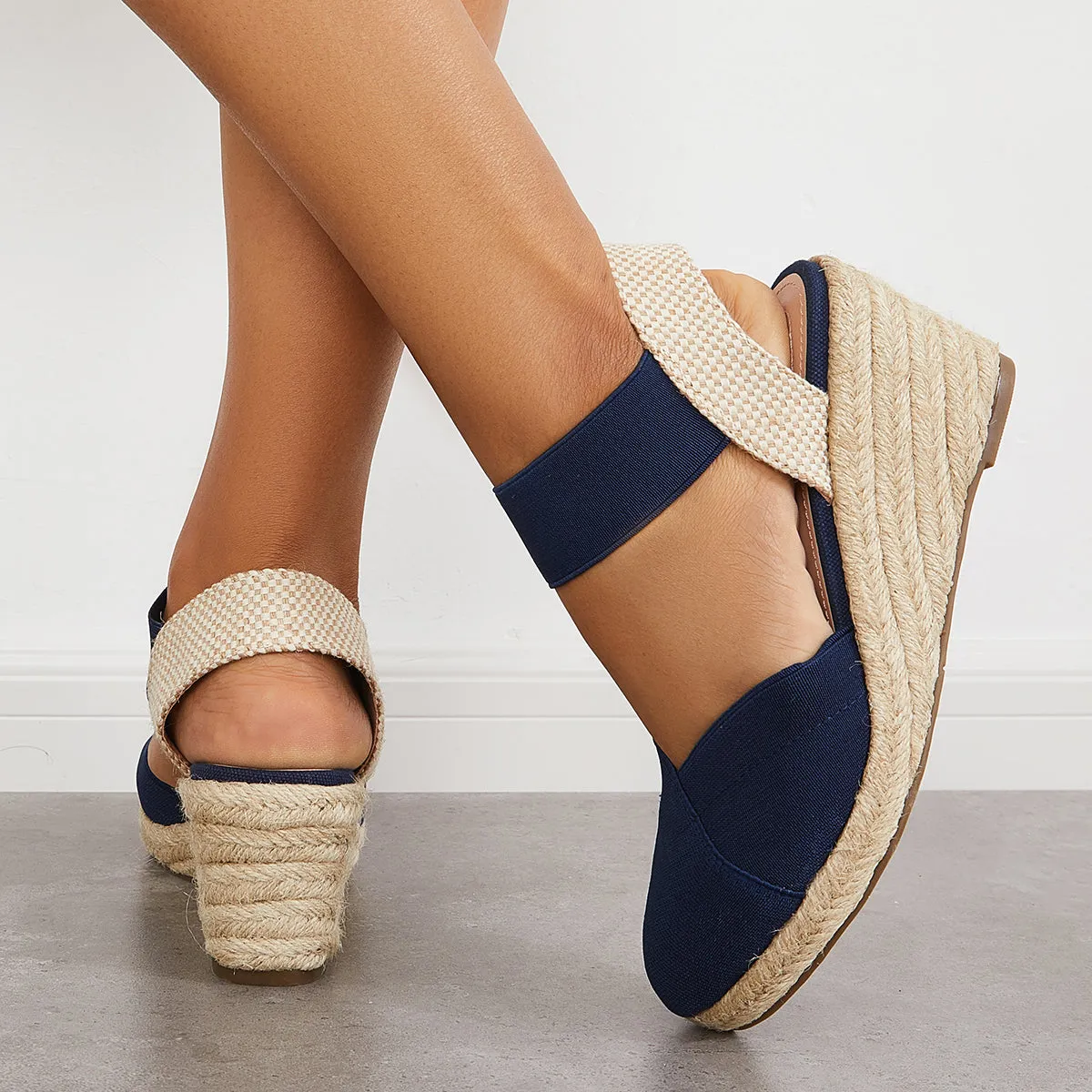Elastic Ankle Strap Sandals Platform Espadrille Wedges sold by Tinstree product image thumbnail 4