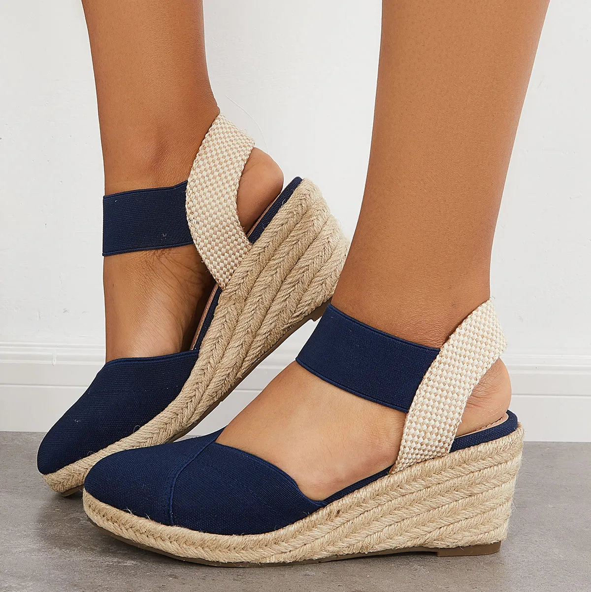 Elastic Ankle Strap Sandals Platform Espadrille Wedges sold by Tinstree
