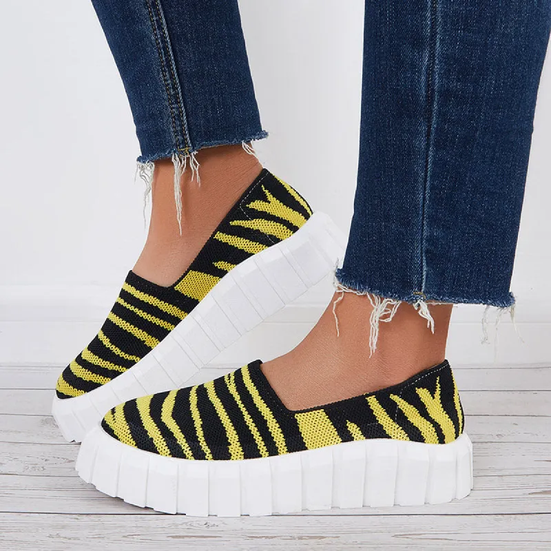 Breathable Platform Sneakers Knit Low Top Loafer Walking Shoes sold by Tinstree