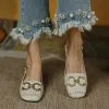 Square Toe Flat Sandals Solid Metallic Buckle Slingback Pumps sold by Tinstree