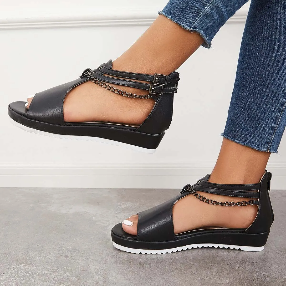 T-Strap Platform Wedge Heel Sandals Ankle Strap Shoes sold by Tinstree product image thumbnail 3