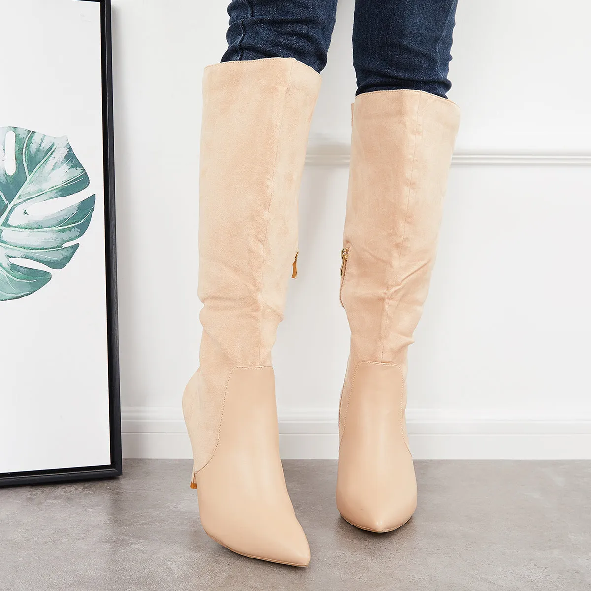 Stretchy Pointed Toe Stiletto High Heel Knee High Riding Boots sold by Tinstree product image thumbnail 4