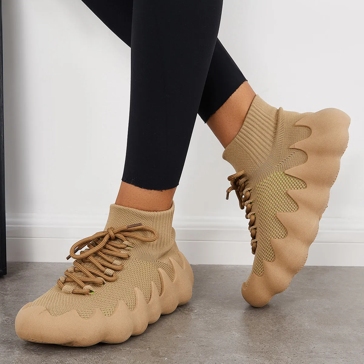 Lightweight Knitted Sock Sneakers Lace Up Running Shoes sold by Tinstree product image thumbnail 3