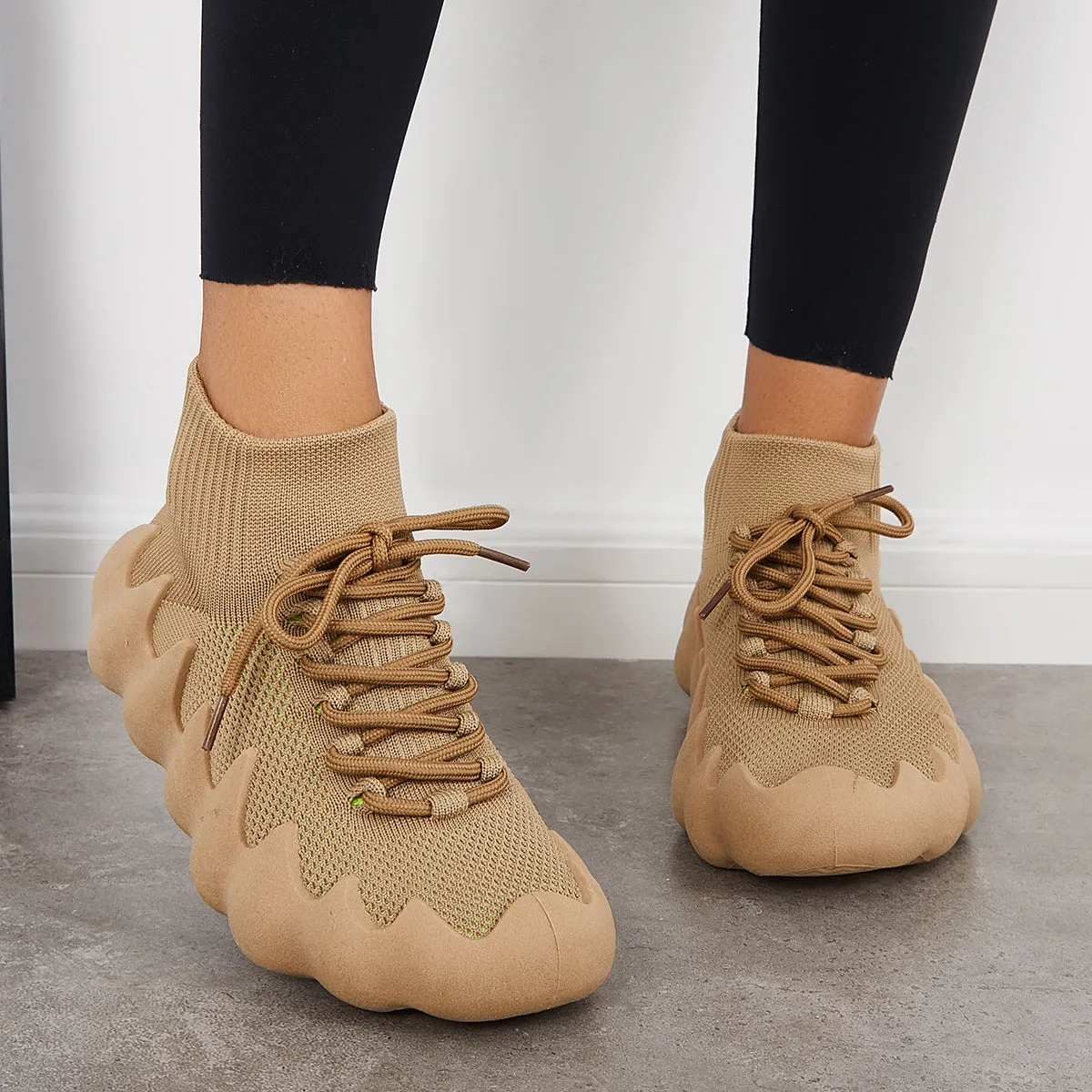 Lightweight Knitted Sock Sneakers Lace Up Running Shoes sold by Tinstree product image thumbnail 2