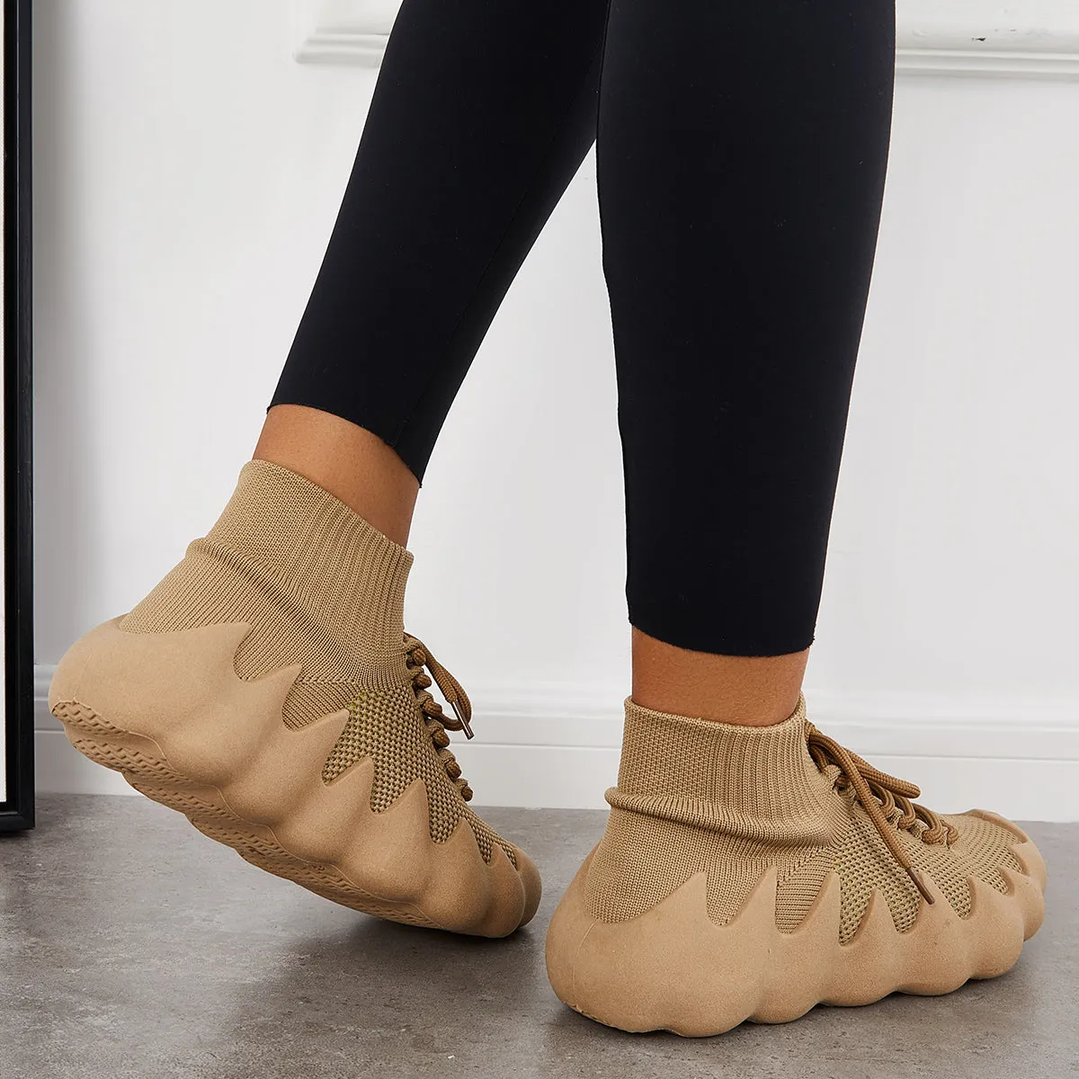 Lightweight Knitted Sock Sneakers Lace Up Running Shoes sold by Tinstree product image thumbnail 4