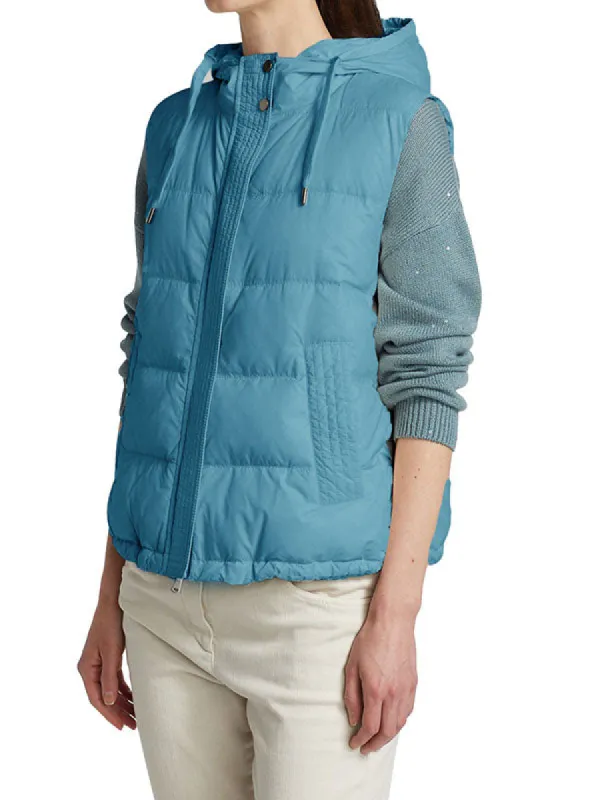 Women's Hoodie Puffer Vest Lightweight Sleeveless Warm Outerwear Puffer Vest sold by Tinstree