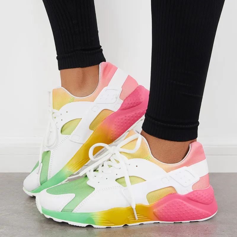 Colorblock Cliff Sneakers Lace up Front Chunky Sports Shoes sold by Tinstree
