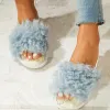 Open Toe Fluffy Bedroom Slippers Soft Footbed Shoes sold by Tinstree