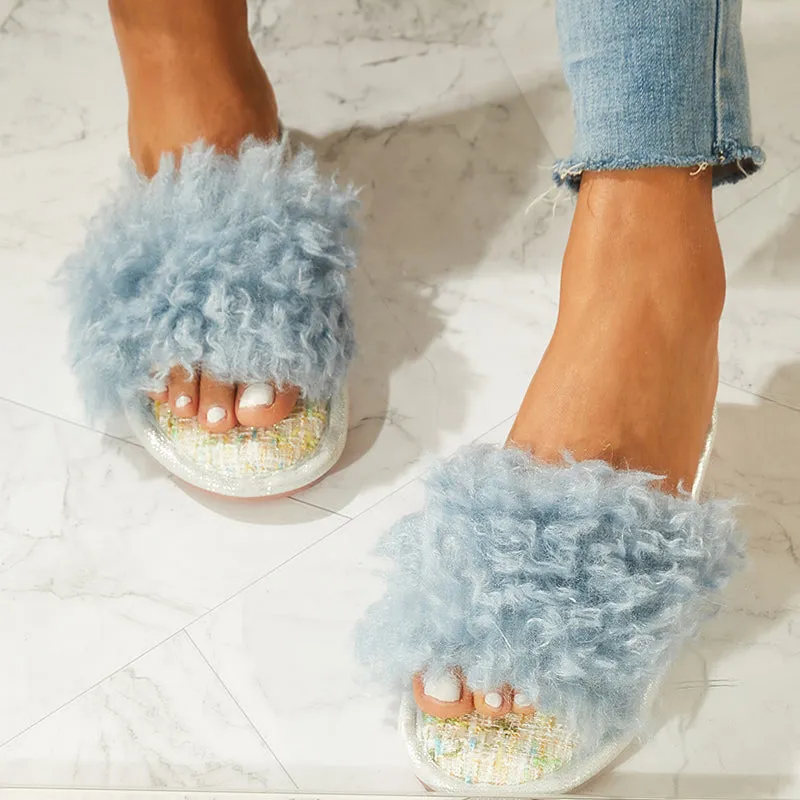 Open Toe Fluffy Bedroom Slippers Soft Footbed Shoes sold by Tinstree product image thumbnail 2