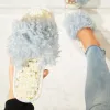 Open Toe Fluffy Bedroom Slippers Soft Footbed Shoes sold by Tinstree