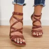 Criss Cross Chunky Block High Heels Ankle Strap Sandals sold by Tinstree