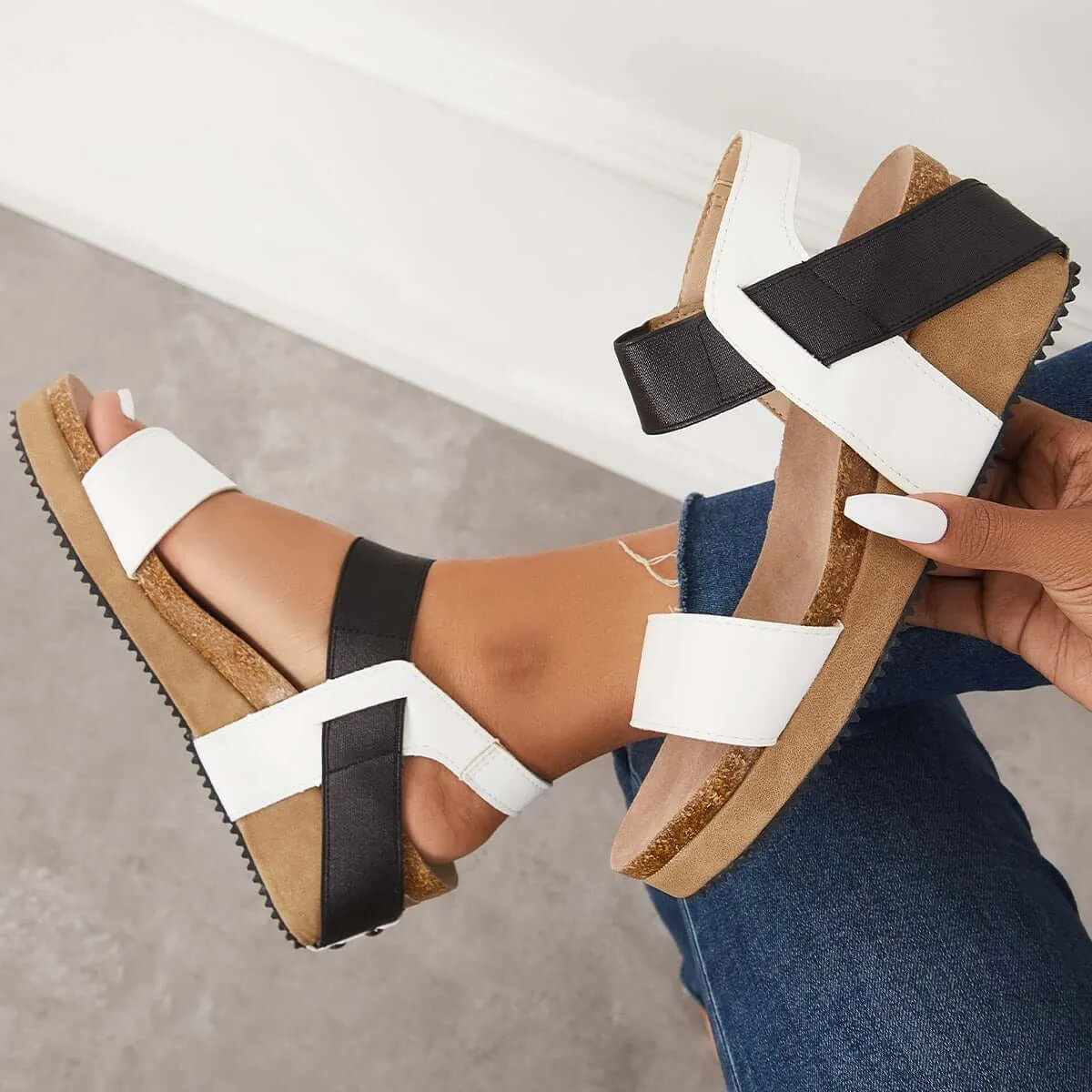 Open Toe Cork Footbed Platform Wedges Ankle Strap Sandals sold by Tinstree product image thumbnail 4