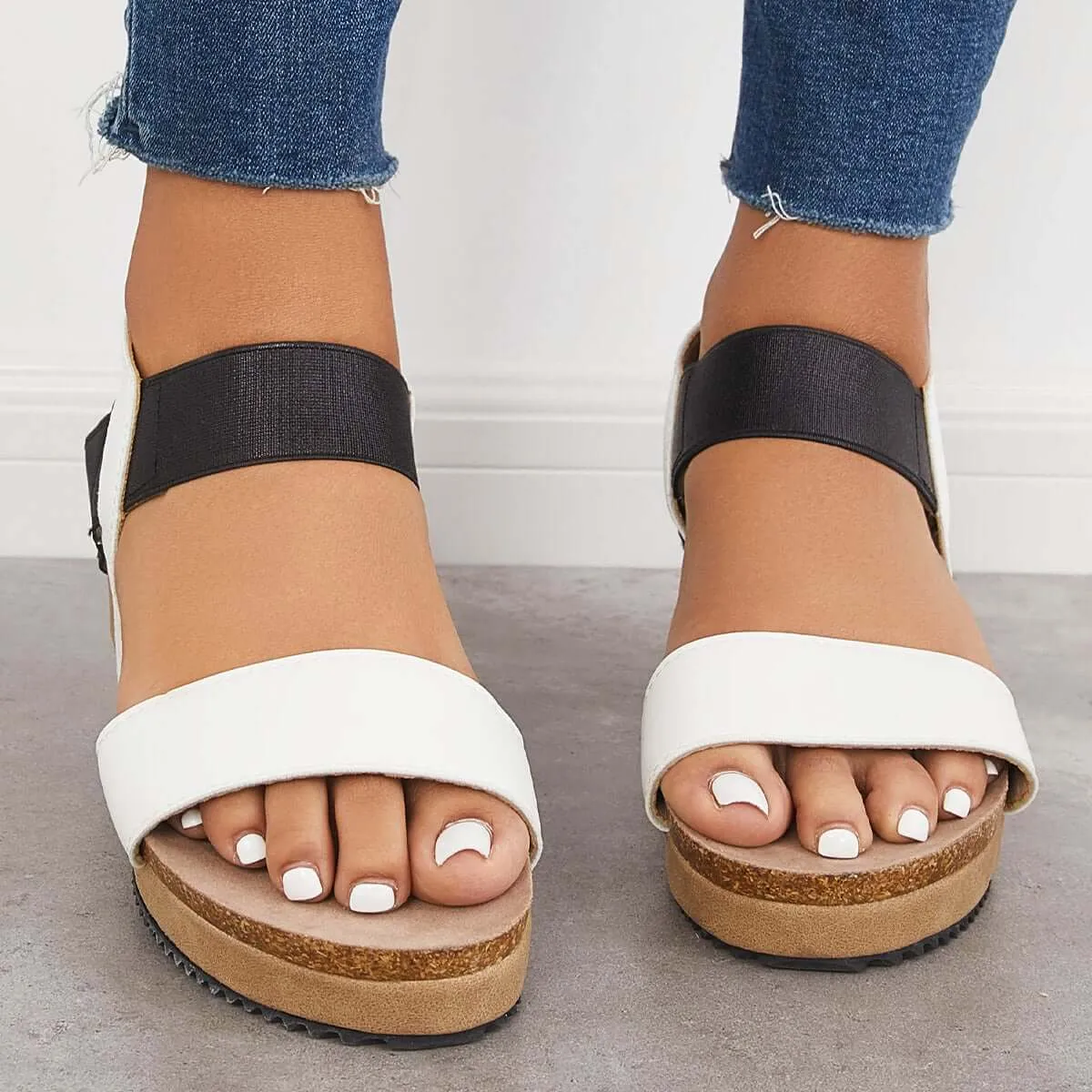 Open Toe Cork Footbed Platform Wedges Ankle Strap Sandals sold by Tinstree product image thumbnail 2