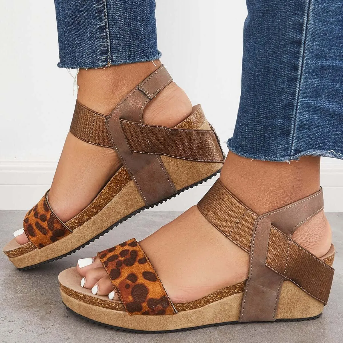 Open Toe Cork Footbed Platform Wedges Ankle Strap Sandals sold by Tinstree product image thumbnail 5