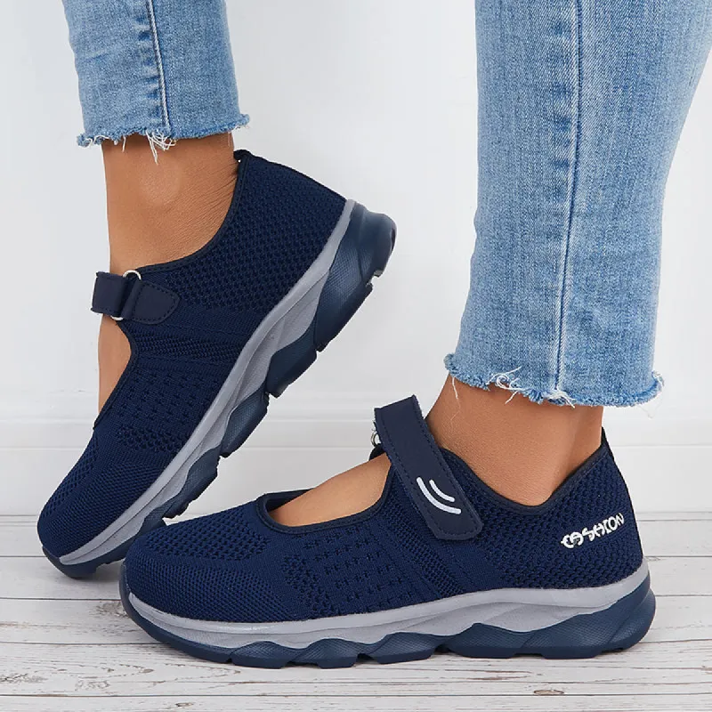 Velcro Breathable Knit Sneakers Slip on Walking Shoes sold by Tinstree