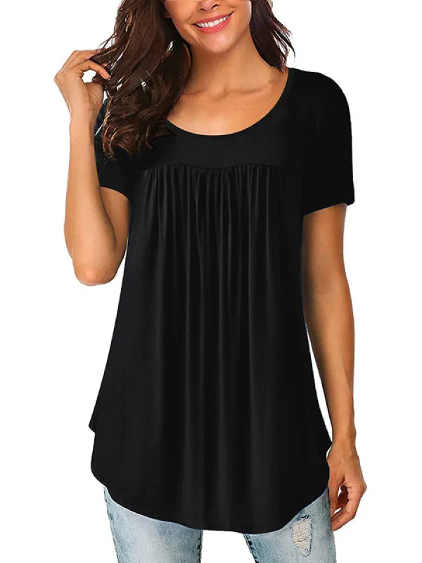Casual Solid Color Ruffle Loose Fit Flare Shirts sold by Tinstree