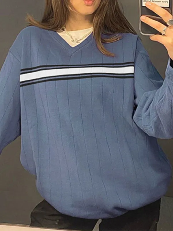 Women Long Sleeve V Neck T Shirts Pullover Sweatshirts Tops sold by Tinstree