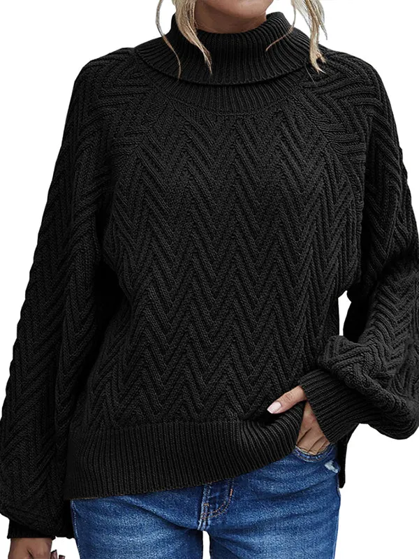 Women Long Lantern Sleeve Knit Sweater Turtleneck Loose Pullover Jumper Tops sold by Tinstree product image thumbnail 5