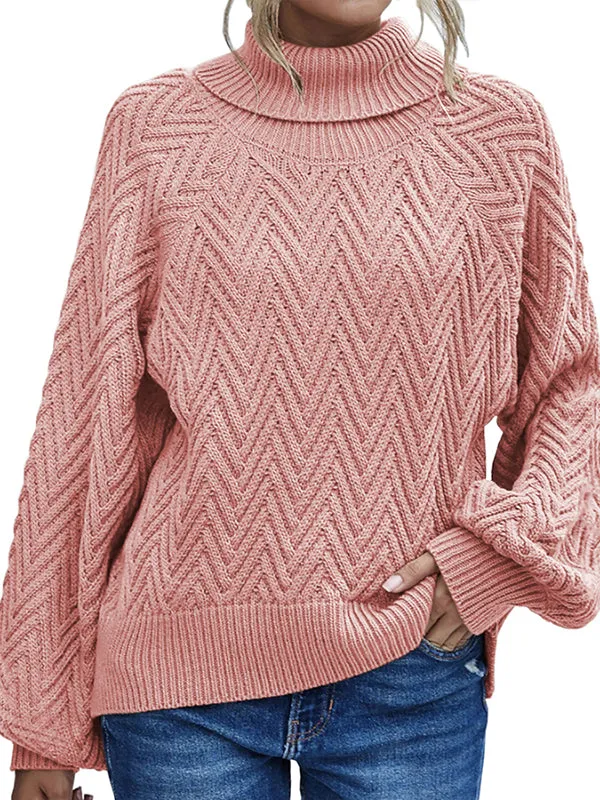 Women Long Lantern Sleeve Knit Sweater Turtleneck Loose Pullover Jumper Tops sold by Tinstree product image thumbnail 2